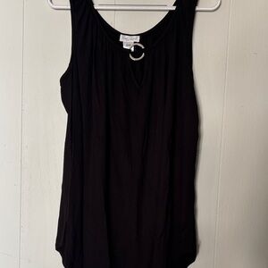 Elegant Black Tank Top with Ring Accent
